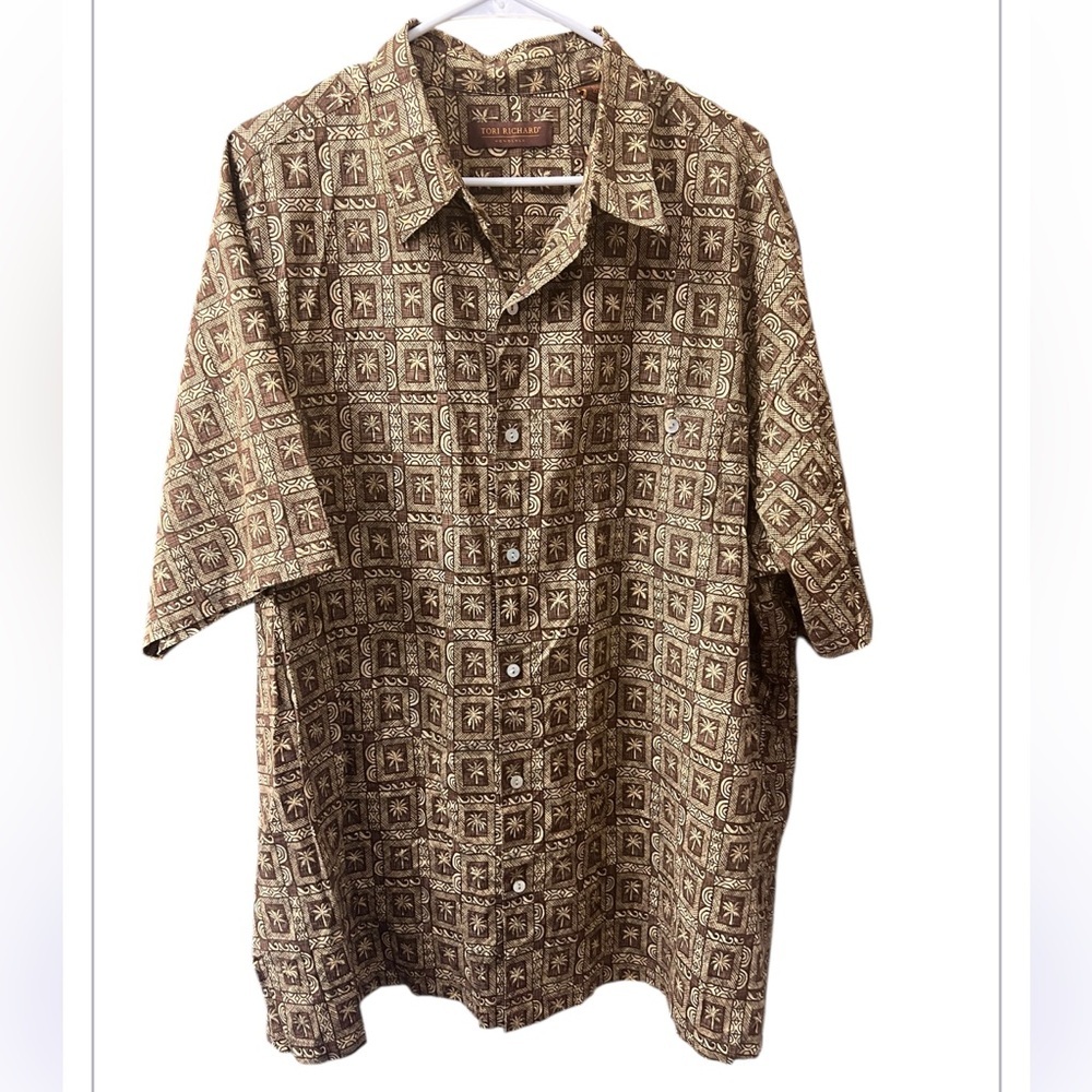 Tori Richard Honolulu Geometric Palm Trees short-sleeve button down size 2XB